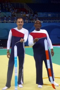 Matt Lauer and Al Roker of the Today Show dressed in Rhythmic Gymnastics outfits for the Beijing Olympics